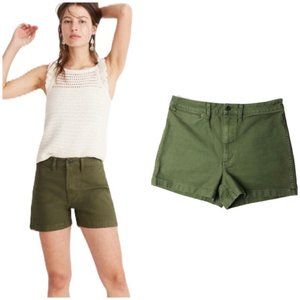 NWT Madewell Emmett Shorts Loren Green Size 31 classy cotton olive high waisted